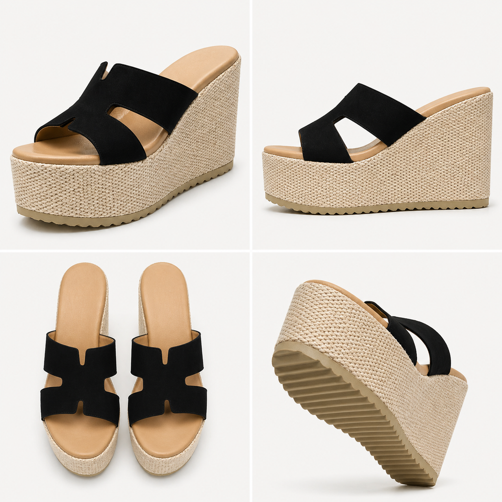 Sandali Zeppa in Corda con Fascia