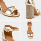 Sandali Eleganti con Tacco Largo e Strass