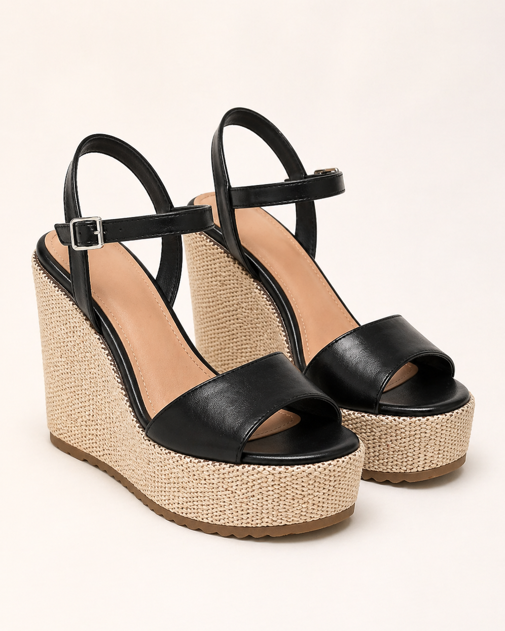 Sandali con Zeppa in Corda e Cinturino