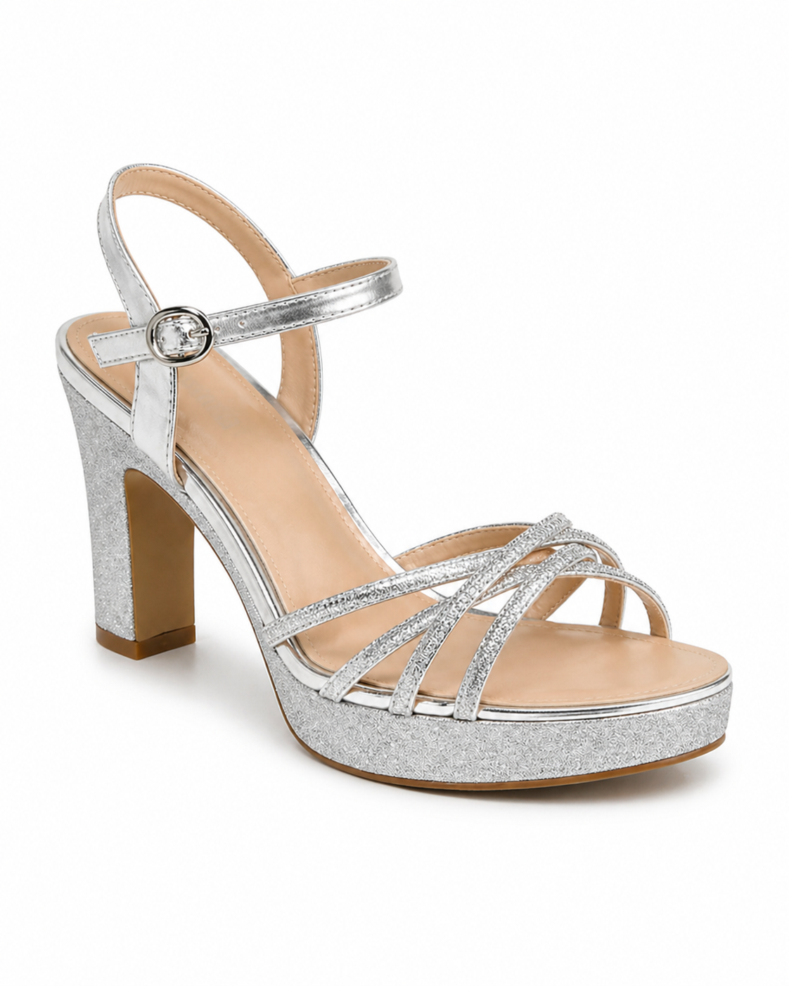 Sandali Platform con Tacco Largo e Strass