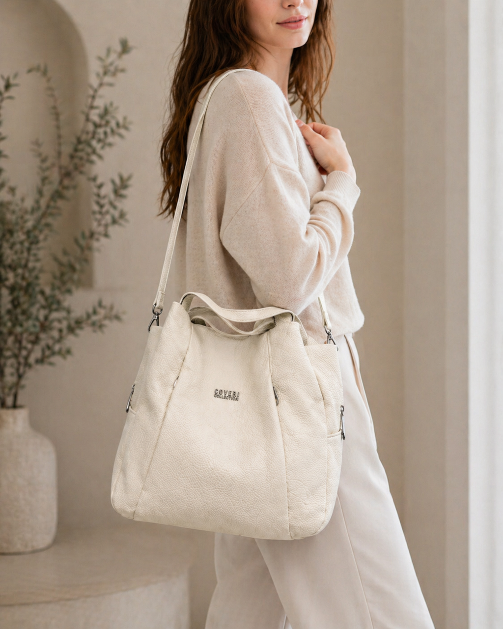 Borsa Tote Morbida con Doppia Tracolla